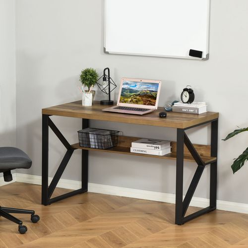 Computer Writing Desk K-Shaped Steel Leg Storage Shelf Home Office - Desk from Unbranded