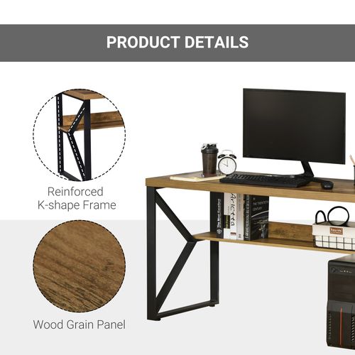 Computer Writing Desk K-Shaped Steel Leg Storage Shelf Home Office - Desk from Unbranded