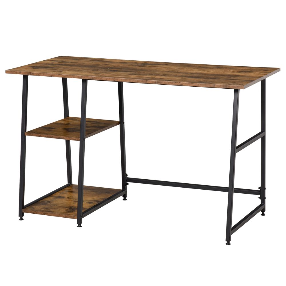Writing Desk Working Station Home Office Table with 2 Shelves Steel Frame - Desk from Unbranded