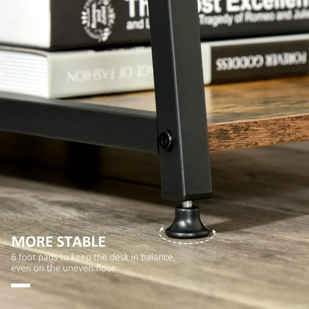 Writing Desk Working Station Home Office Table with 2 Shelves Steel Frame - Desk from Unbranded