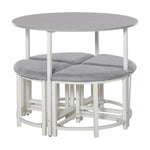 Modern Round Dining Table Set with 4 Upholstered Stools for Dining Room by Unbranded