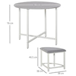 Modern Round Dining Table Set with 4 Upholstered Stools for Dining Room by Unbranded