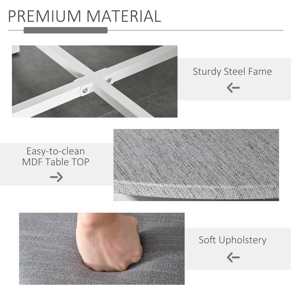 Modern Round Dining Table Set with 4 Upholstered Stools for Dining Room - Dining Set from Unbranded