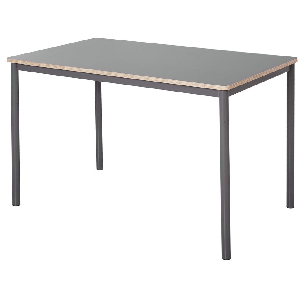 120cm Minimalistic Dining Table Steel Frame Foot Pads Simple Style Grey - Dining Table from Unbranded