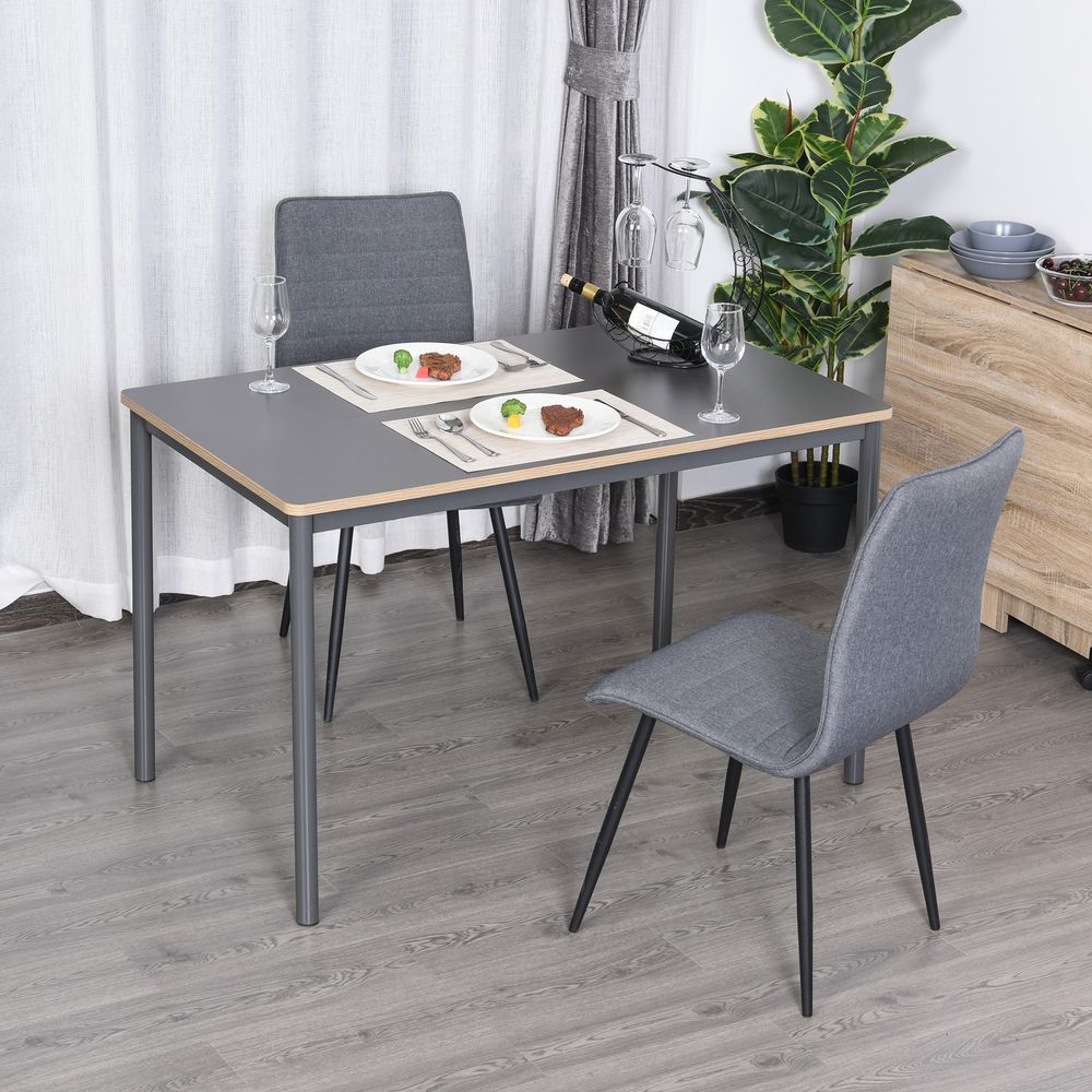 120cm Minimalistic Dining Table Steel Frame Foot Pads Simple Style Grey - Dining Table from Unbranded