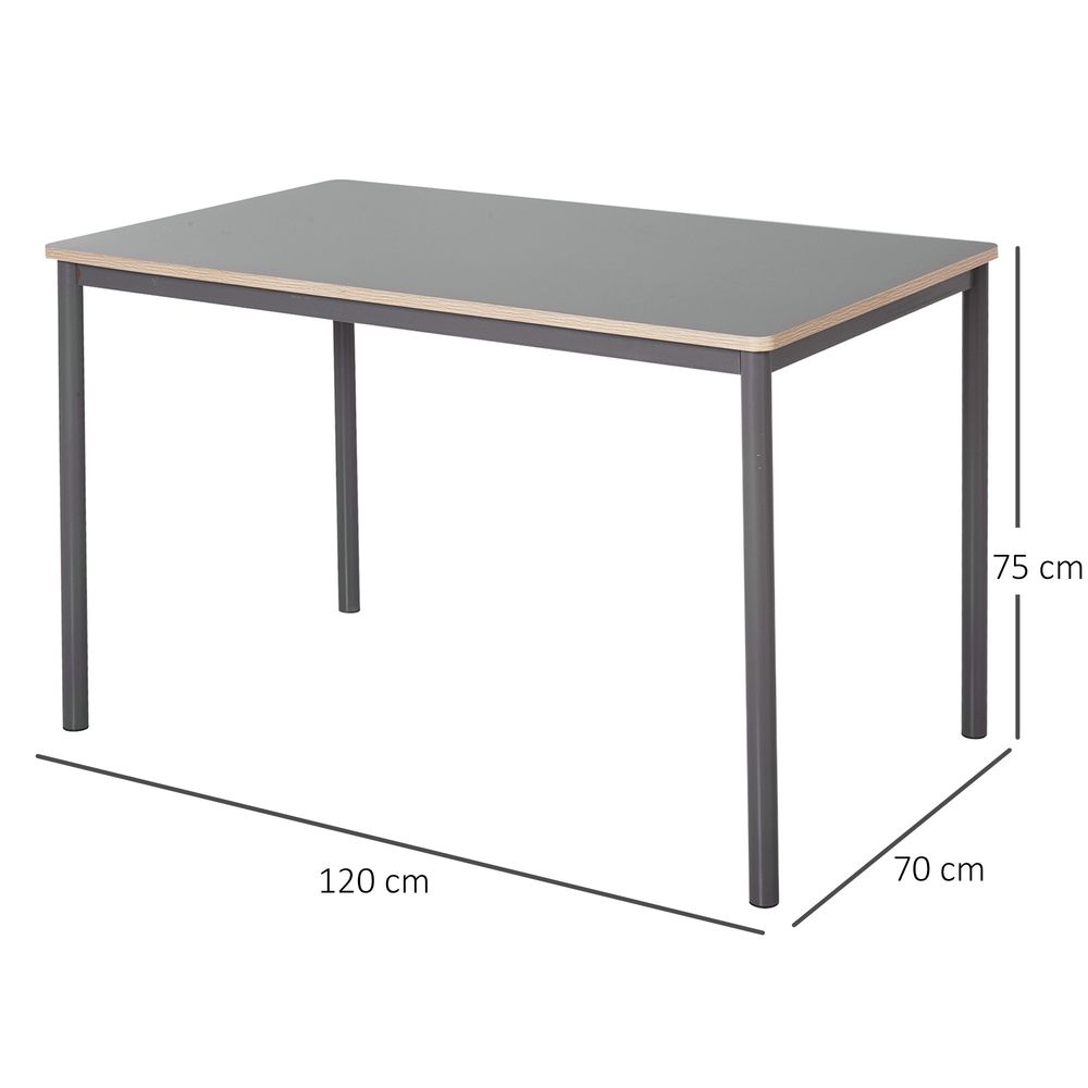 120cm Minimalistic Dining Table Steel Frame Foot Pads Simple Style Grey - Dining Table from Unbranded