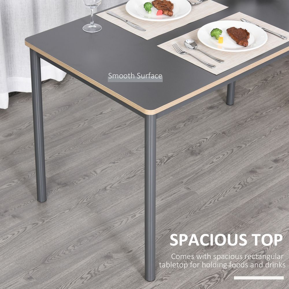 120cm Minimalistic Dining Table Steel Frame Foot Pads Simple Style Grey - Dining Table from Unbranded