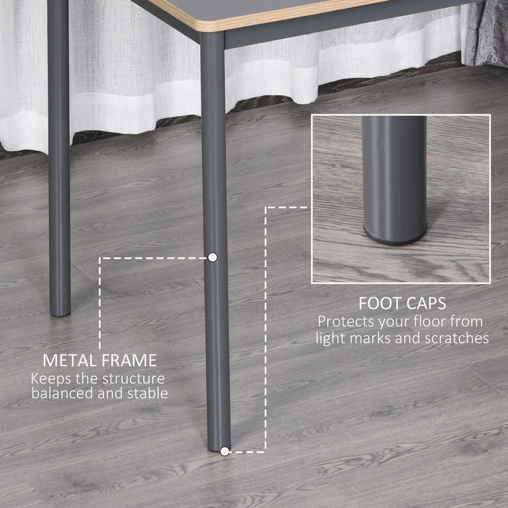 120cm Minimalistic Dining Table Steel Frame Foot Pads Simple Style Grey - Dining Table from Unbranded