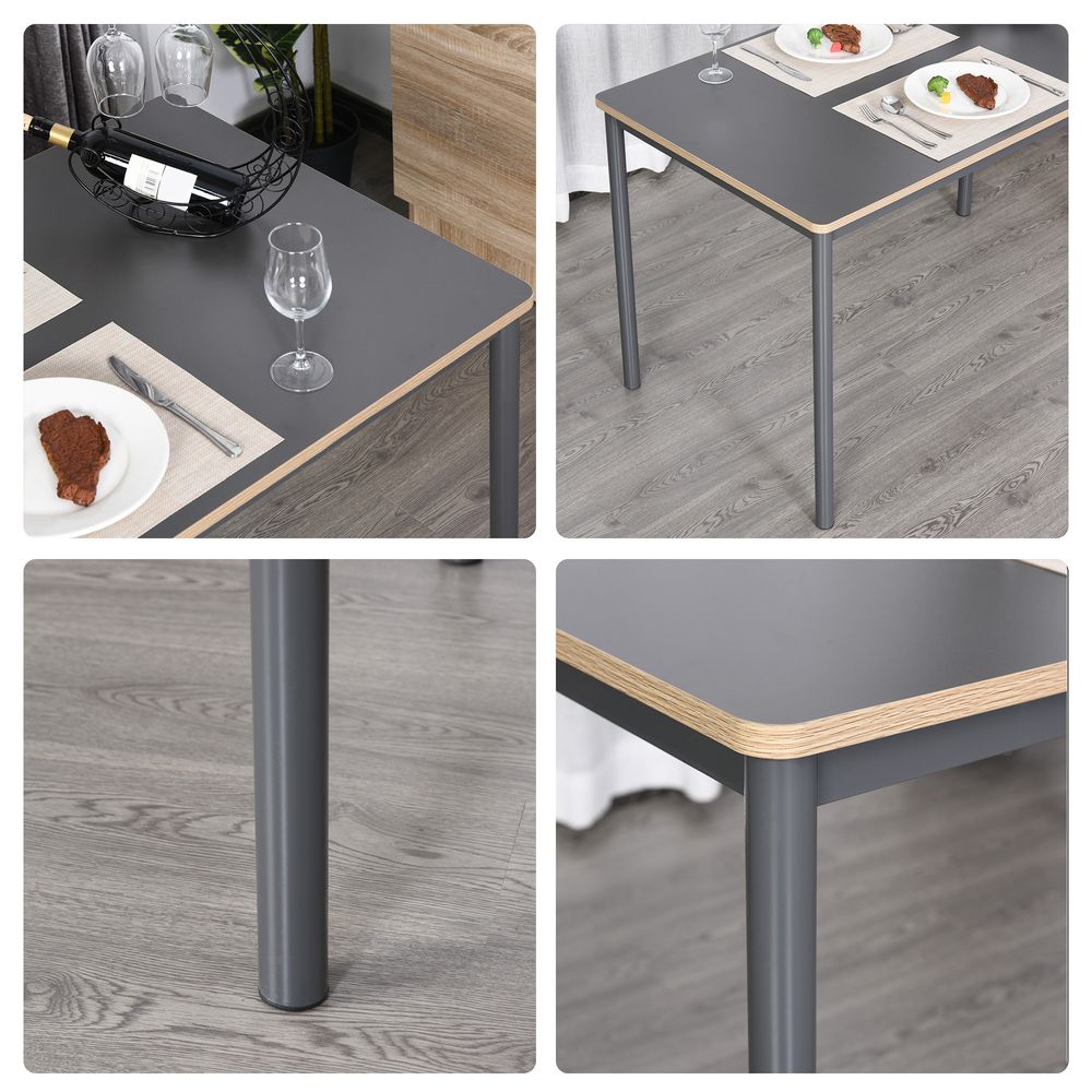 120cm Minimalistic Dining Table Steel Frame Foot Pads Simple Style Grey - Dining Table from Unbranded