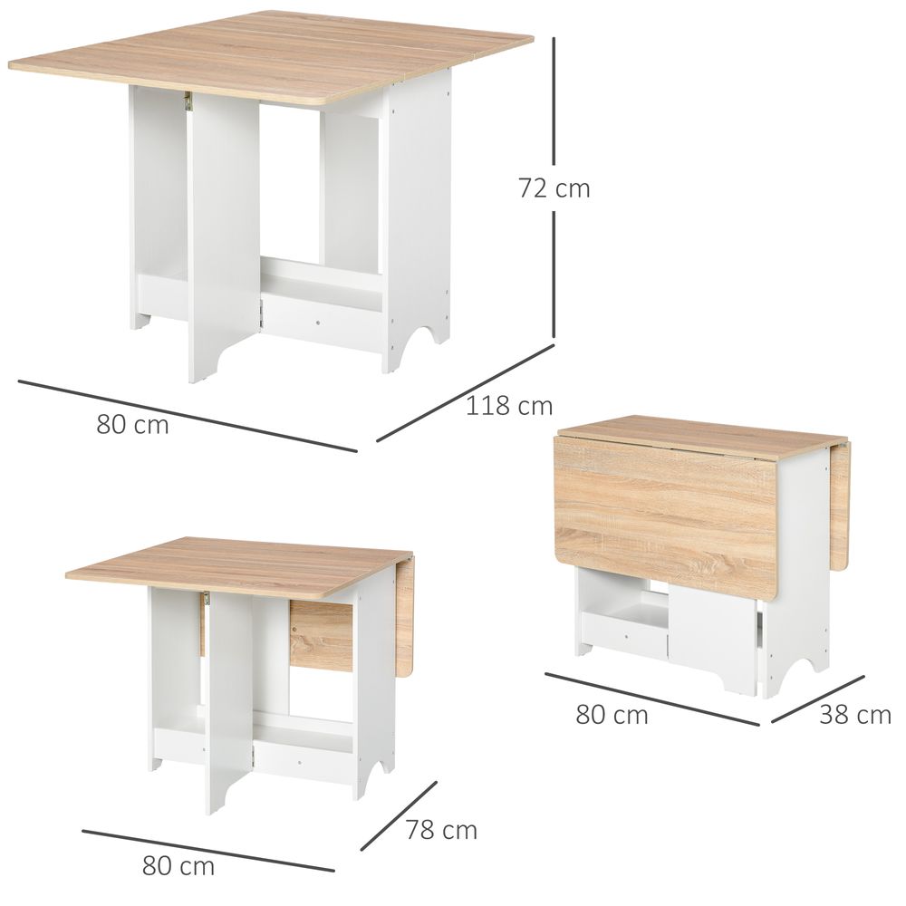 Drop-Leaf Dining Table Folding Desk Bar Table with Storage Shelf - Dining Table from Unbranded