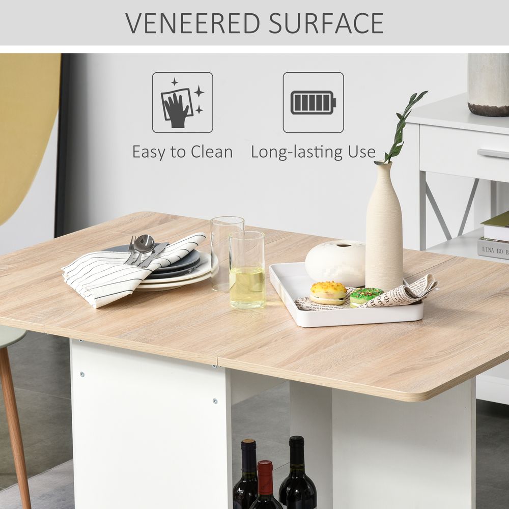 Drop-Leaf Dining Table Folding Desk Bar Table with Storage Shelf - Dining Table from Unbranded