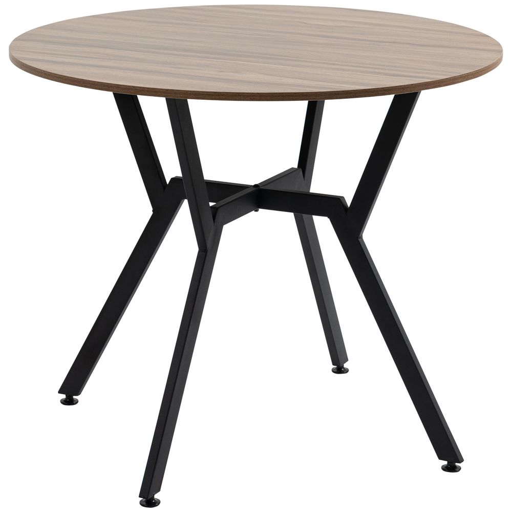 Industrial Dining Table with Round Top Steel Legs for Kitchen Dining Room Brown - Dining Table from Unbranded