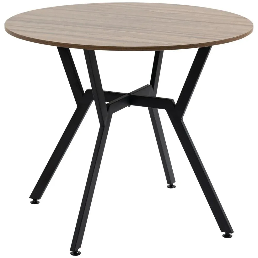 Industrial Dining Table with Round Top Steel Legs for Kitchen Dining Room Brown - Dining Table from Unbranded
