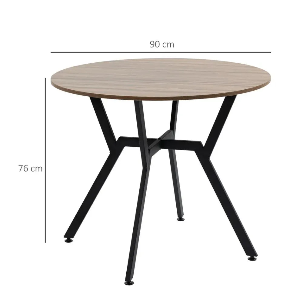Industrial Dining Table with Round Top Steel Legs for Kitchen Dining Room Brown - Dining Table from Unbranded