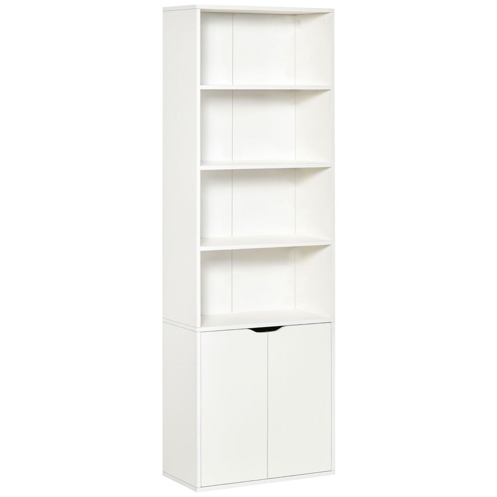 2 Door 4 Shelves Bookcase Wooden Storage Cabinet Display Unit White - Display Cabinet from Unbranded
