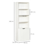 2 Door 4 Shelves Bookcase Wooden Storage Cabinet Display Unit White - Display Cabinet from Unbranded