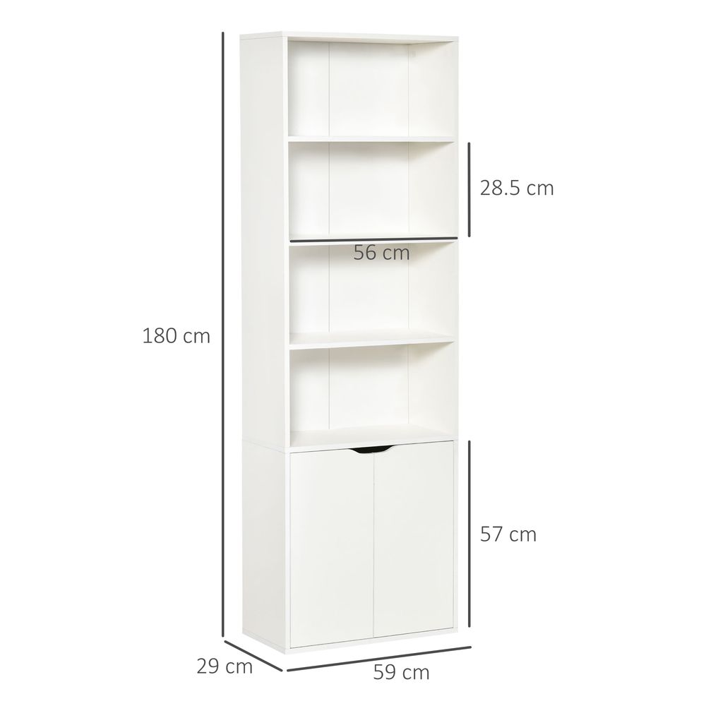 2 Door 4 Shelves Bookcase Wooden Storage Cabinet Display Unit White - Display Cabinet from Unbranded