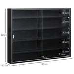 5-Tier Wall Display Shelf Unit Cabinet w/ Shelves Glass Doors Black by Unbranded