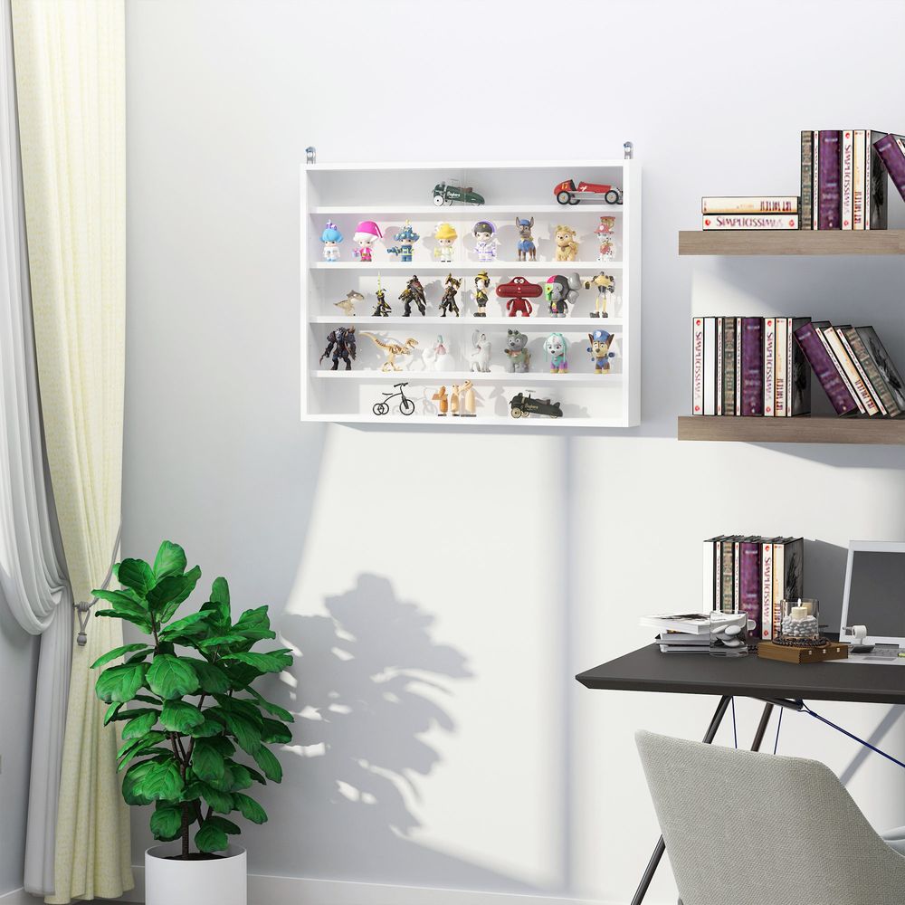5-Tier Wall Display Shelf Unit Cabinet w/ Shelves Glass Doors White - Display Cabinet from Unbranded