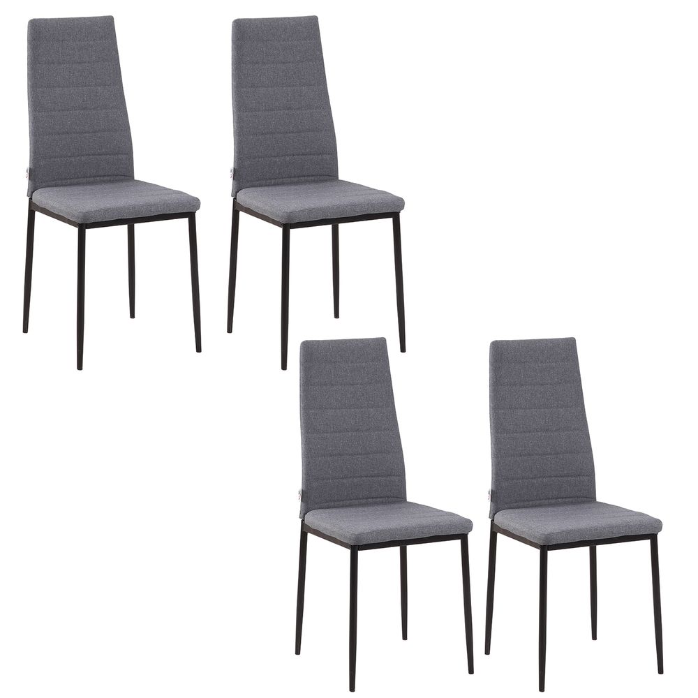 High Back Dining Chairs Upholstered Linen-Touch Fabric Accent Chairs Set of 4 - Fabric Dining Chairs from Unbranded