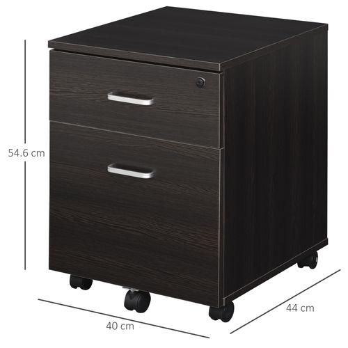 2-Drawer Locking Office Filing Cabinet 5 Wheels Rolling Storage Brown Vinsetto - Filing Cabinet from Unbranded