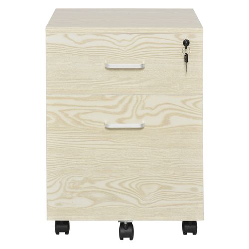 2-Drawer Locking Office Filing Cabinet 5 Wheels Rolling Storage Oak Vinsetto - Filing Cabinet from Unbranded
