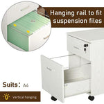 2-Drawer Locking Office Filing Cabinet 5 Wheels Rolling Storage White Vinsetto by Unbranded