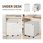 2-Drawer Locking Office Filing Cabinet 5 Wheels Rolling Storage White Vinsetto by Unbranded