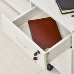 2-Drawer Locking Office Filing Cabinet 5 Wheels Rolling Storage White Vinsetto by Unbranded