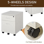 2-Drawer Locking Office Filing Cabinet 5 Wheels Rolling Storage White Vinsetto by Unbranded