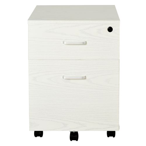 2-Drawer Locking Office Filing Cabinet 5 Wheels Rolling Storage White Vinsetto - Filing Cabinet from Unbranded