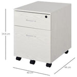 Unbranded 2-Drawer Locking Office Filing Cabinet 5 Wheels Rolling Storage White Vinsetto - Filing Cabinet