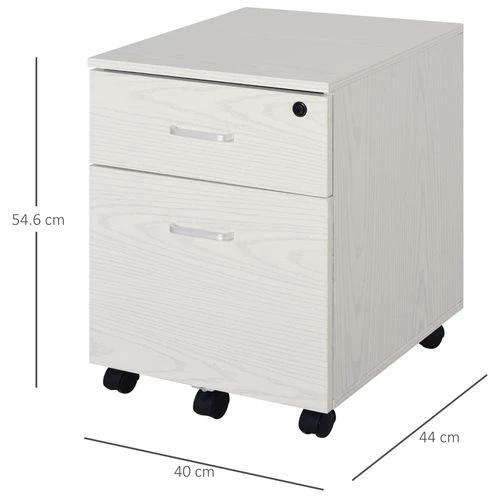 Unbranded 2-Drawer Locking Office Filing Cabinet 5 Wheels Rolling Storage White Vinsetto - Filing Cabinet