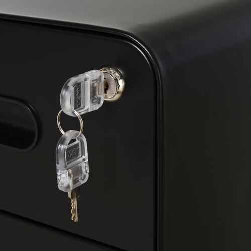 3 Draw Modern Steel Filing Cabinet w/ 4 Wheels Lock Pencil Box Black Vinsetto - Filing Cabinet from Unbranded