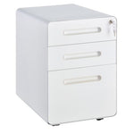 3 Draw Modern Steel Filing Cabinet w/ 4 Wheels Lock Pencil Box White Vinsetto - Filing Cabinet from Unbranded