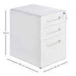 3 Draw Modern Steel Filing Cabinet w/ 4 Wheels Lock Pencil Box White Vinsetto - Filing Cabinet from Unbranded