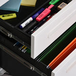 3 Draw Modern Steel Filing Cabinet w/ 4 Wheels Lock Pencil Box White Vinsetto - Filing Cabinet from Unbranded