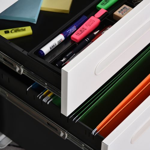 3 Draw Modern Steel Filing Cabinet w/ 4 Wheels Lock Pencil Box White Vinsetto - Filing Cabinet from Unbranded