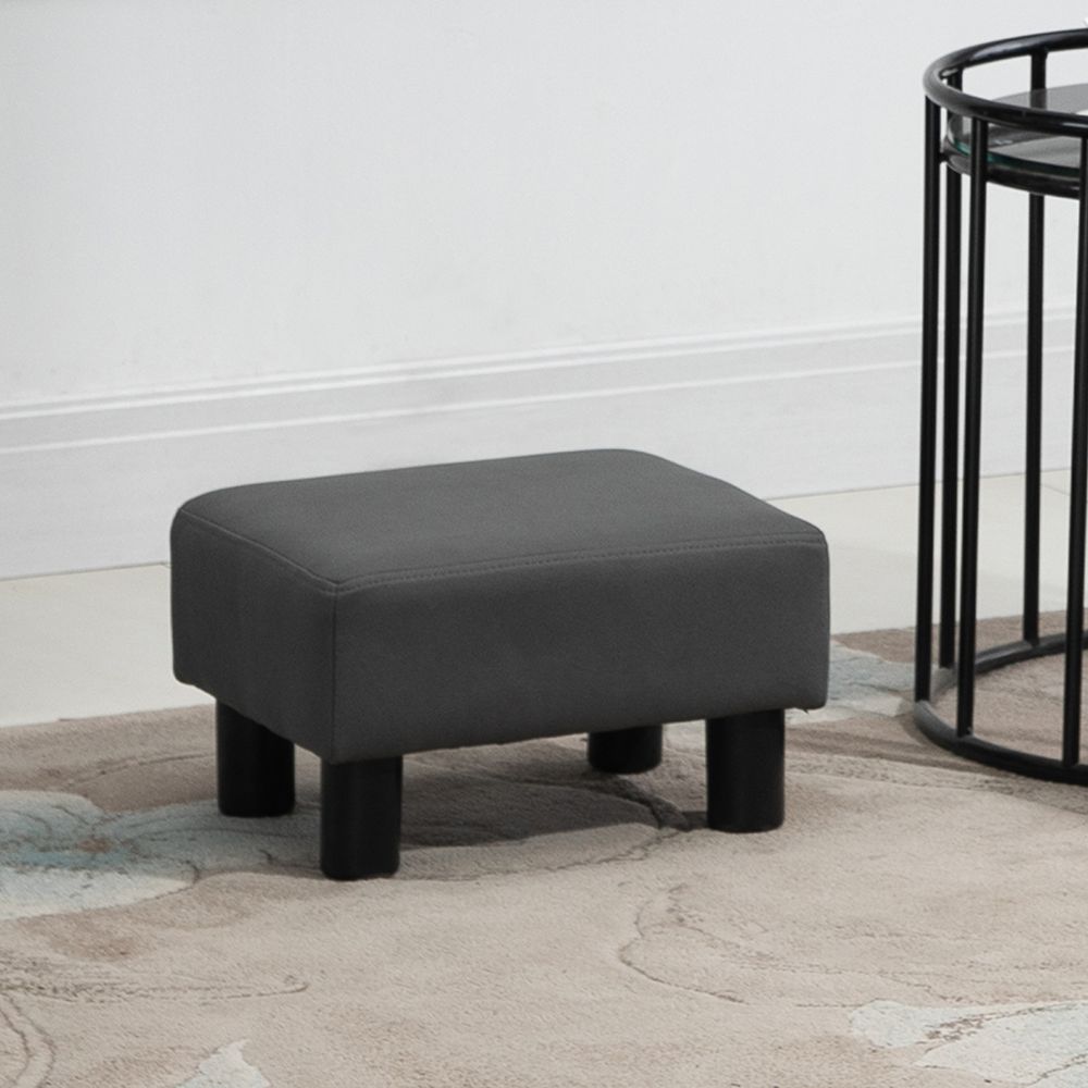 Ottoman Footrest Seat Chair Footstool Small PU Leather Home Office Grey - Footstool from Unbranded