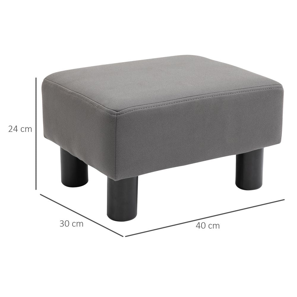 Ottoman Footrest Seat Chair Footstool Small PU Leather Home Office Grey - Footstool from Unbranded