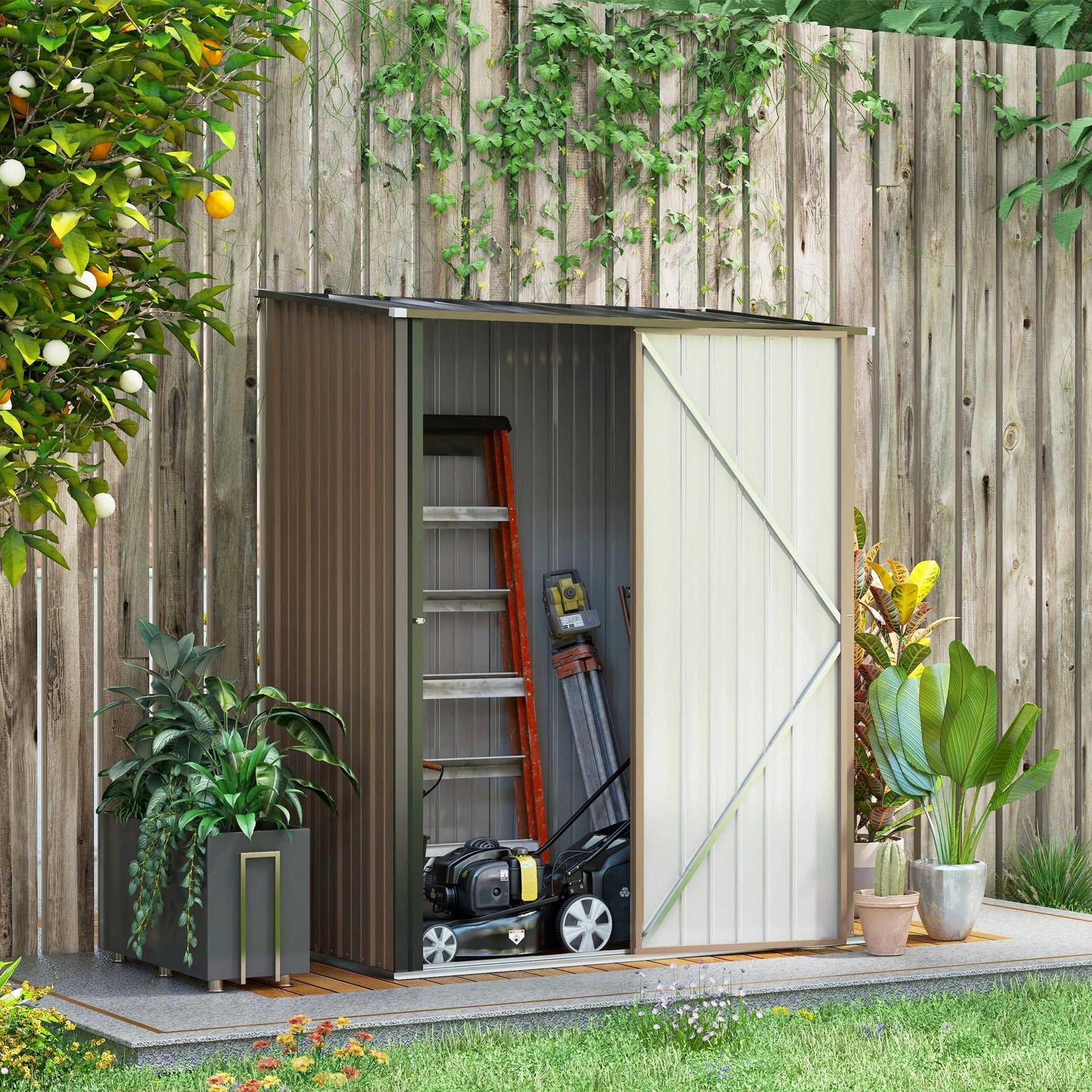 Unbranded Outdoor Storage Shed Steel Garden Shed w/ Lockable Door for Backyard Outsunny - Garden Shed