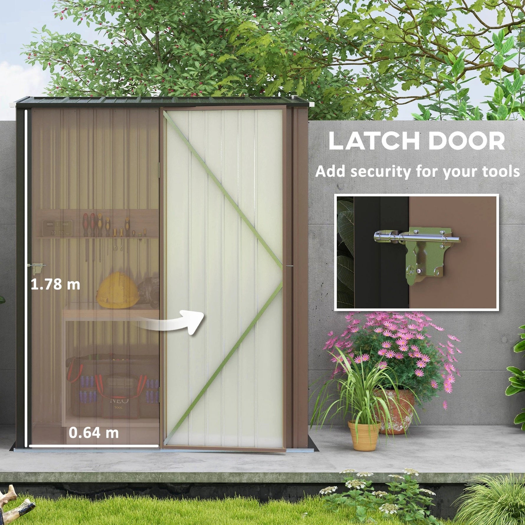 Unbranded Outdoor Storage Shed Steel Garden Shed w/ Lockable Door for Backyard Outsunny - Garden Shed