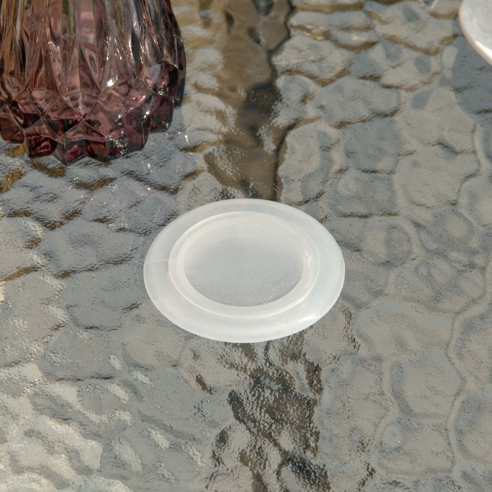 Outdoor Round Dining Table Tempered Glass Top Steel w/ Parasol Hole 80cm - Garden Table from Unbranded