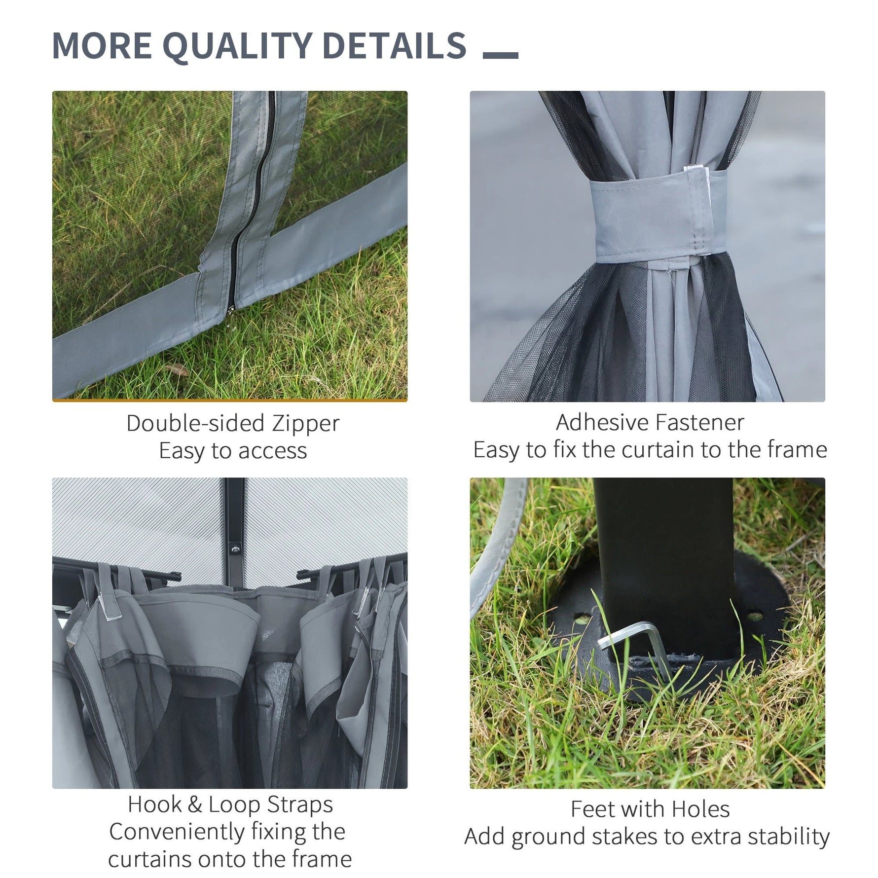 Unbranded 3x3(m) Polycarbonate Hardtop Gazebo Canopy w/ Aluminium Frame Netting & Curtains - Gazebos