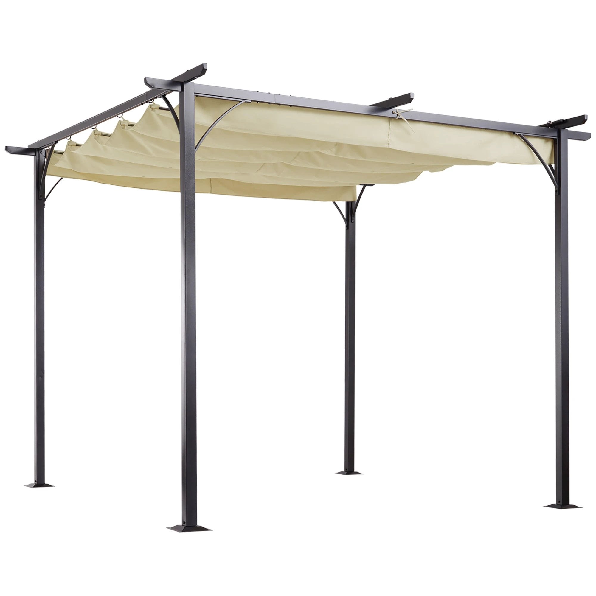 3x3m Outdoor Pergola Metal Gazebo Porch Awning Retractable Canopy Outsunny by Unbranded
