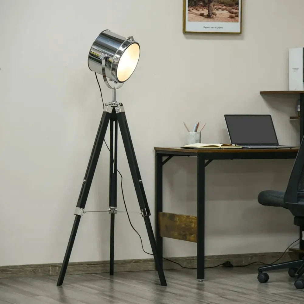 Industrial Style Adjustable Tripod Floor Lamp, Searchlight Reading Lamp by Unbranded