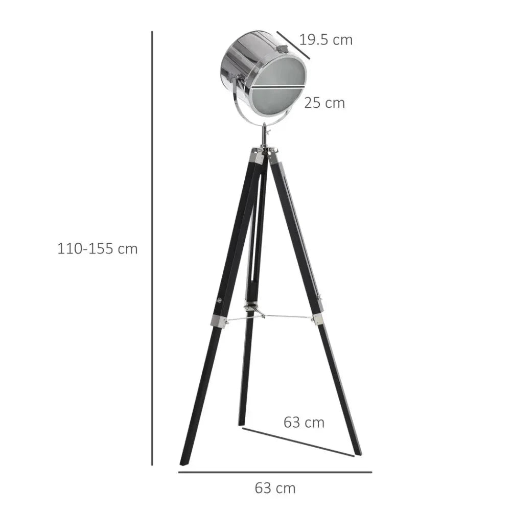 Industrial Style Adjustable Tripod Floor Lamp, Searchlight Reading Lamp by Unbranded