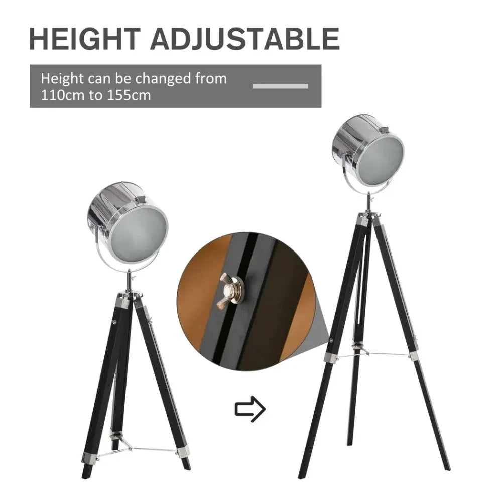 Industrial Style Adjustable Tripod Floor Lamp, Searchlight Reading Lamp by Unbranded