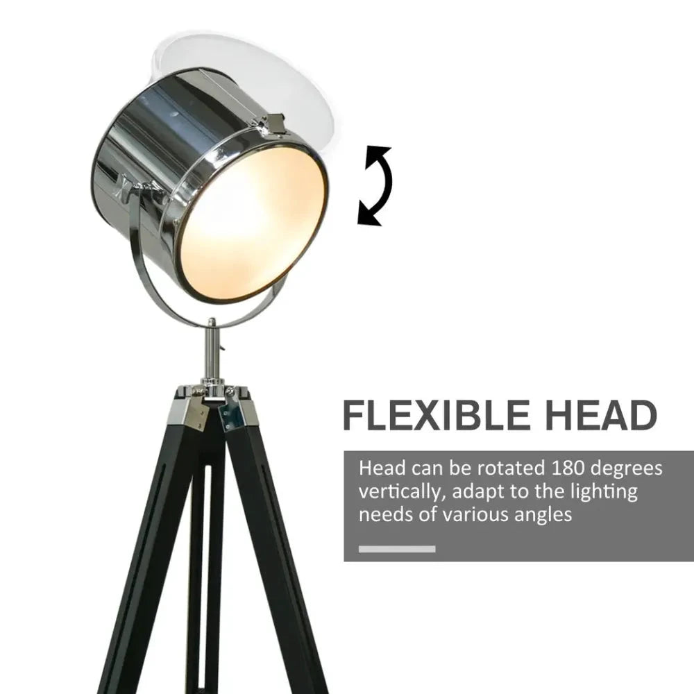 Industrial Style Adjustable Tripod Floor Lamp, Searchlight Reading Lamp by Unbranded