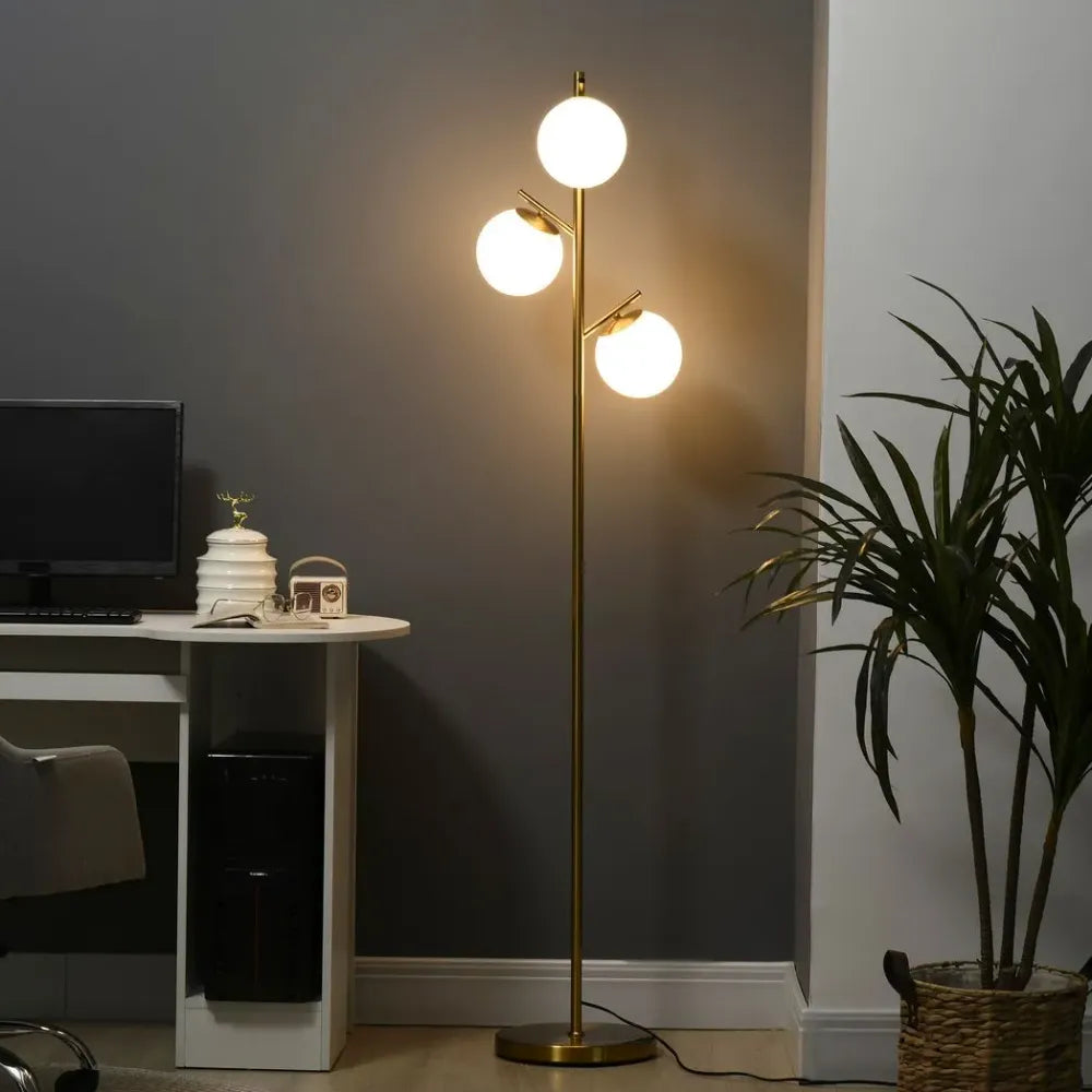 Modern Floor Lamp for Living Room Bedroom, 3 Light Tree Standing Lamp, Gold - Lamp from Unbranded